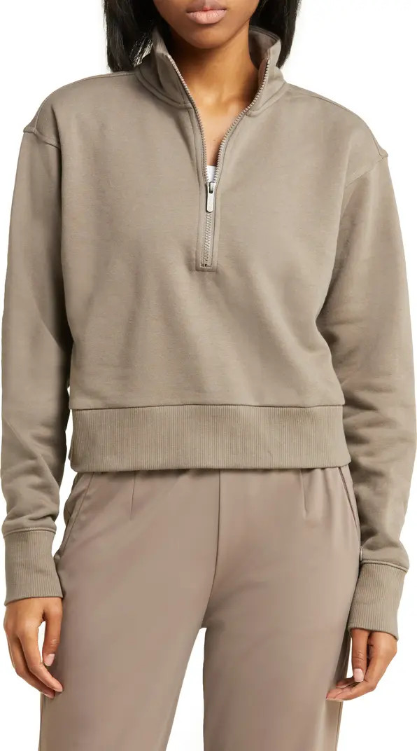 Cara Lite Half Zip Crop Sweatshirt | Nordstrom