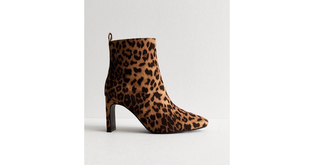 Stone Animal Print Heel Ankle Boots | New Look | New Look (UK)