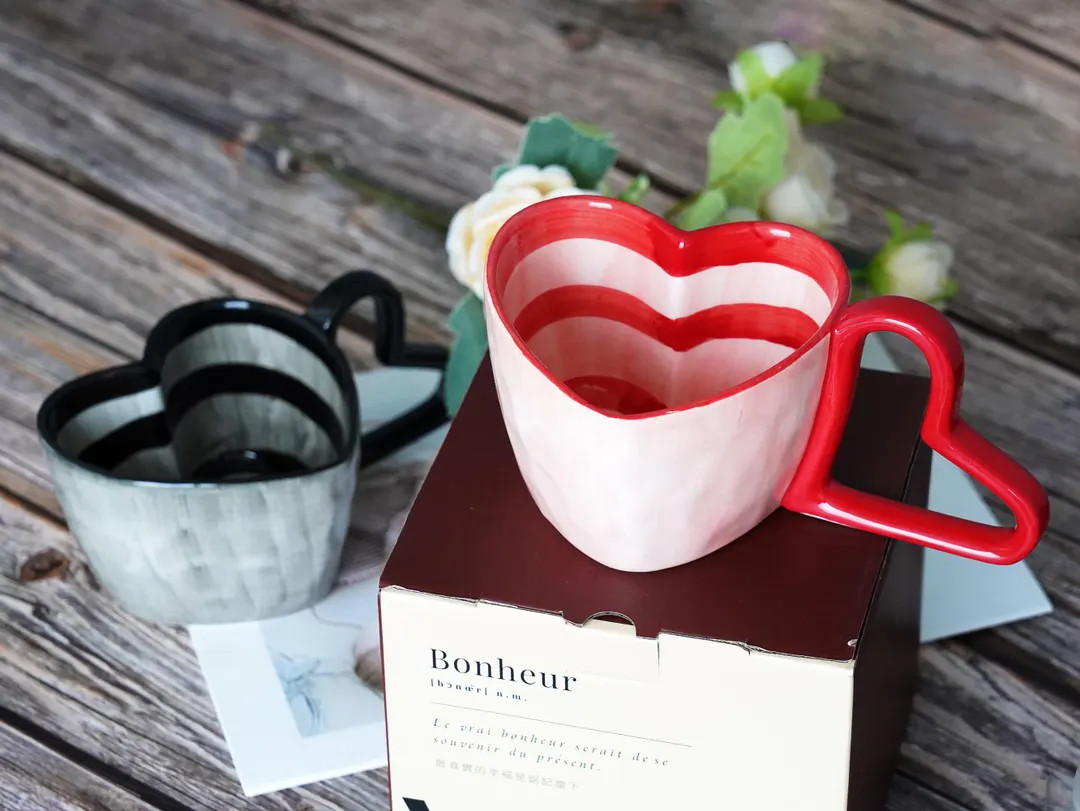 Heart Mugs Set with Gift Boxes - Matching Couples Gifts for Valentine's Day, Coffee Cups, Gift fo... | Etsy (US)