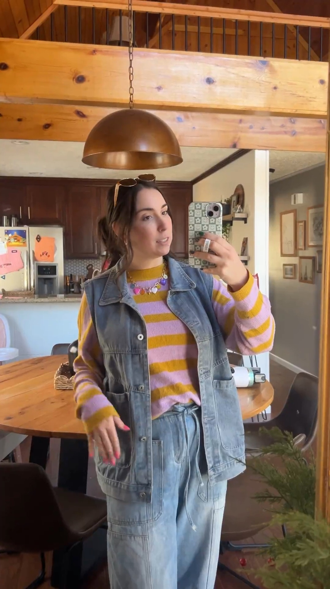 Fun, comfy colorful outfit 💜💛  Toddler mom-approved outfit OOTD - Free People lookalike dupe “look for less” 

Barrel jeans with bow, denim vest, denim on denim, free people style outfit, striped long sleeve tee, two piece Amazon set, adidas gazelle tennis shoes sneakers

#LTKStyleTip #LTKFindsUnder50 #LTKSaleAlert