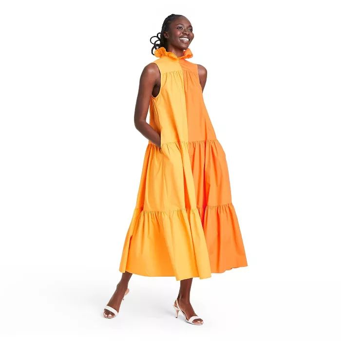 Sleeveless Ruffle Two-Tone Tiered Dress - Christopher John Rogers for Target Orange | Target
