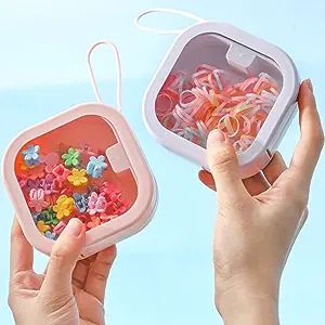 REVAXUP 2pcs Hair Tie Organizer Boxes,Small Portable Hair Tie Holder Organizer Can Be Stackable O... | Amazon (US)