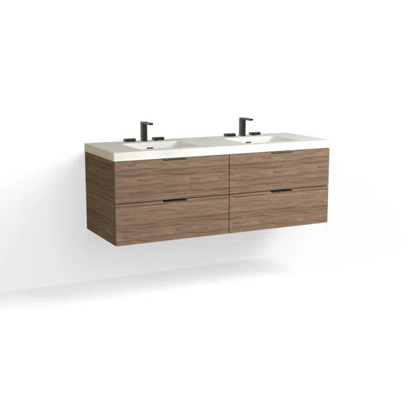 Avila 60.25" Wall Mounted Double Bathroom Vanity with Top | Perigold