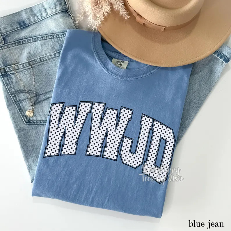 Comfort Colors\u00ae WWJD Shirt, Trendy Polka Dot WWJD T-shirt, Jesus Shirts, Christian Shirts fo... | Etsy (Global)