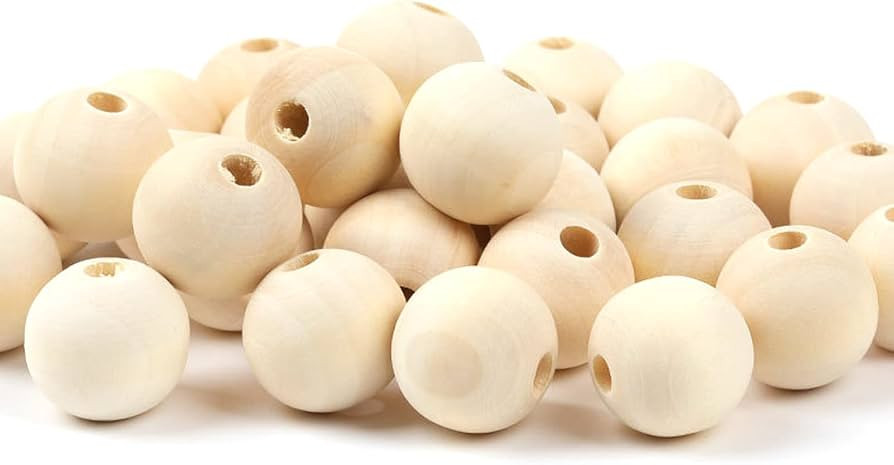 100Pcs 20mm Unfinished Wood Beads Round Wooden Spacer Beads Natural Wood Loose Beads | Amazon (US)