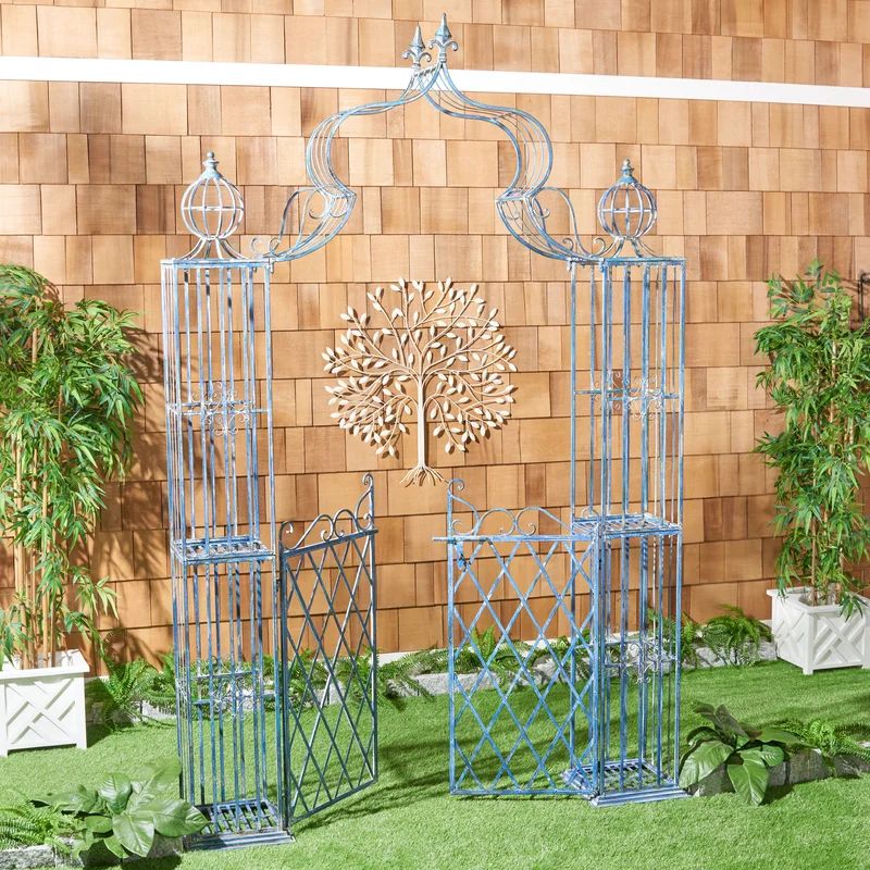 Halchita 67.8'' W x 15'' D Iron Arbor with Gate | Wayfair North America