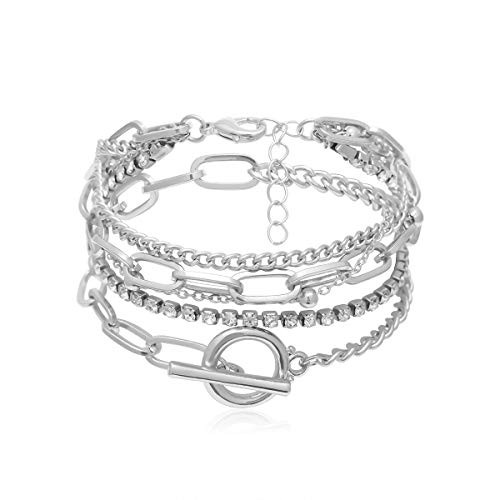 Gold-plated Bracelets for Women Dainty Boho Stackable Bracelet Set Chunky Layered Link Bangle for... | Amazon (US)