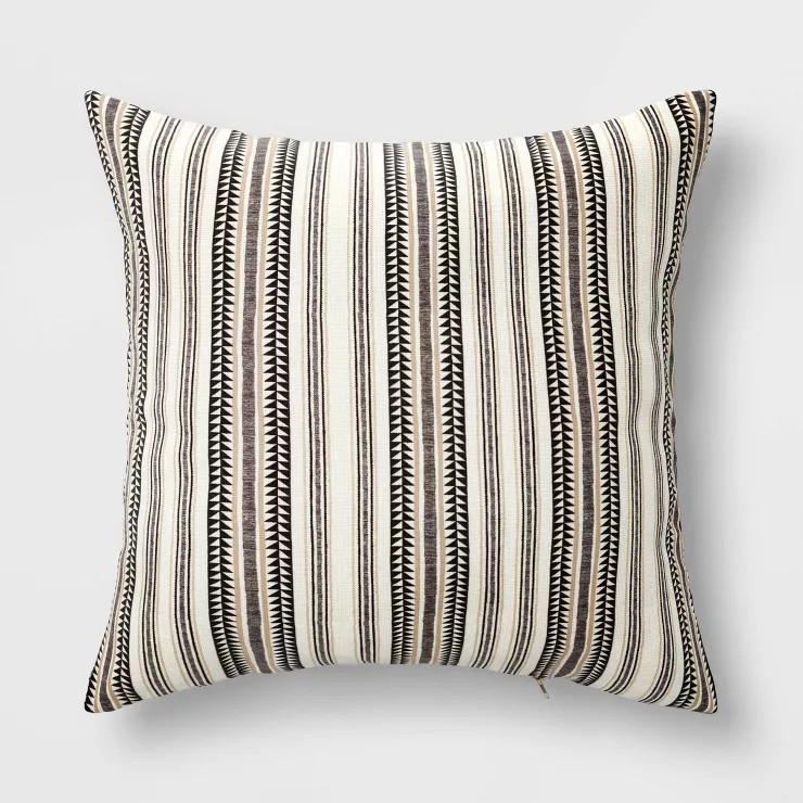 20"x20" Triangle Stripe Outdoor Throw Pillow Black/Neutrals - Threshold™ | Target