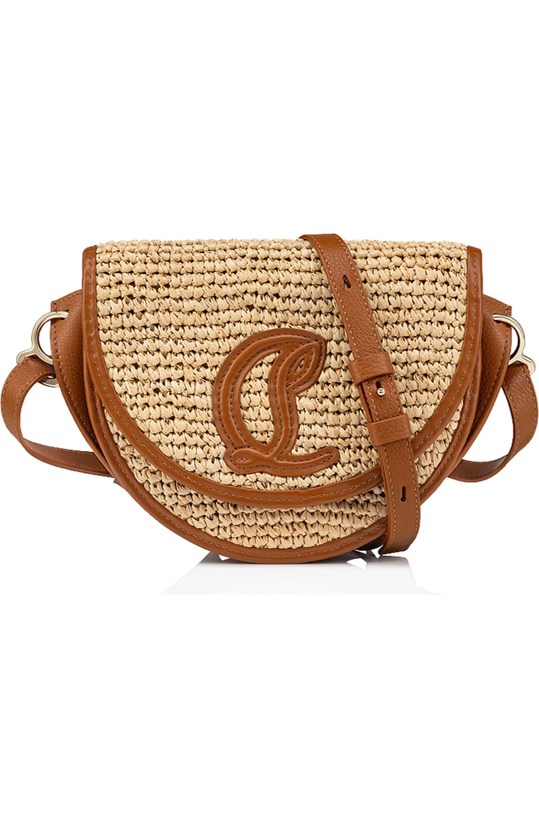 Christian Louboutin By My Side Raffia & Leather Crossbody Bag | Nordstrom | Nordstrom