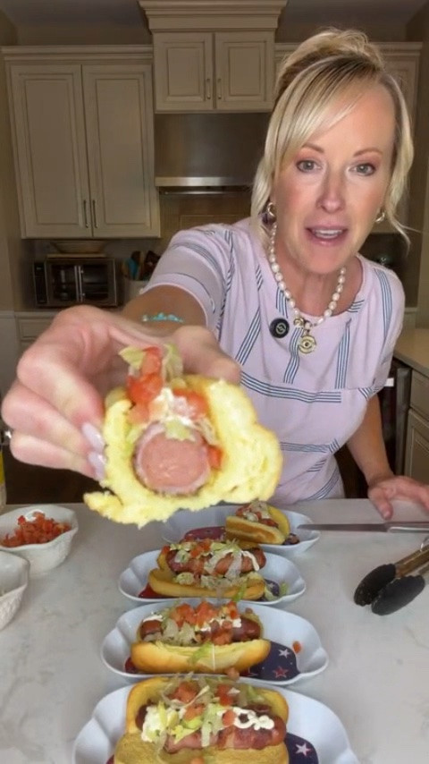 Happy National Hot Dog Day! 🌭 There’s no better way to celebrate the occasion than by making these delicious BLT Hot Dogs 🥓🥬🍅 This dish couldn't be easier to make and it’s one of my favorite ways to give a classic hot dog a fun summer twist. And of course, I had to serve them on my Hot Dog Plates! They're one of my favorite pieces for summer entertaining because they're dishwasher safe, come in so many fun patterns, and are perfect for everything from corn on the cob to banana splits. Check out this recipe, my Hot Dog Plates, and my favorite summer set below!

BLT Hot Dogs 

Ingredients: 
-4 hot dogs
-4 hot dog buns
-4 slices of bacon
-1 medium tomato, diced
-1/2 head of iceberg lettuce, thinly shredded
-2 tablespoons mayo, drizzled on top 

Directions: 
1. Cook the hot dogs on the grill or stovetop until heated through.
2. Wrap each hot dog with a slice of bacon.
3. Cook over medium heat, turning occasionally, until the bacon is browned and crispy on all sides.
4. While the bacon cooks, dice 1 medium tomato and shred ½ head of iceberg lettuce.
5. Place each bacon wrapped hot dog in a bun, drizzle with mayonnaise, then top with the shredded lettuce and diced tomatoes. Serve immediately and enjoy!

#LTKfoodie #LTKHome #LTKSeasonal