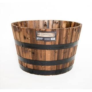 25.75 in. Dia x 16.75 in. H Burnt Cedar Wood Whiskey Barrel | The Home Depot
