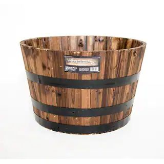 25.75 in. Dia x 16.75 in. H Burnt Cedar Wood Whiskey Barrel | The Home Depot