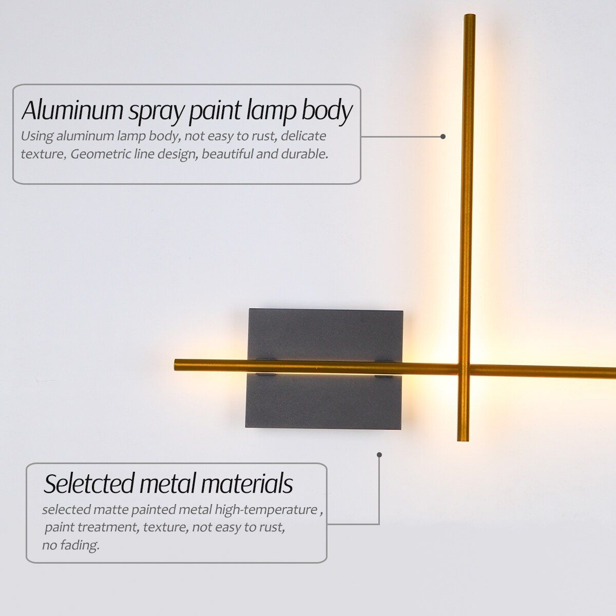 Gold Minimalist Linear Aluminum Wall Lamp for Corridors Hallways - L21.06"x W18.11"x H2.95" (As Is I | Bed Bath & Beyond