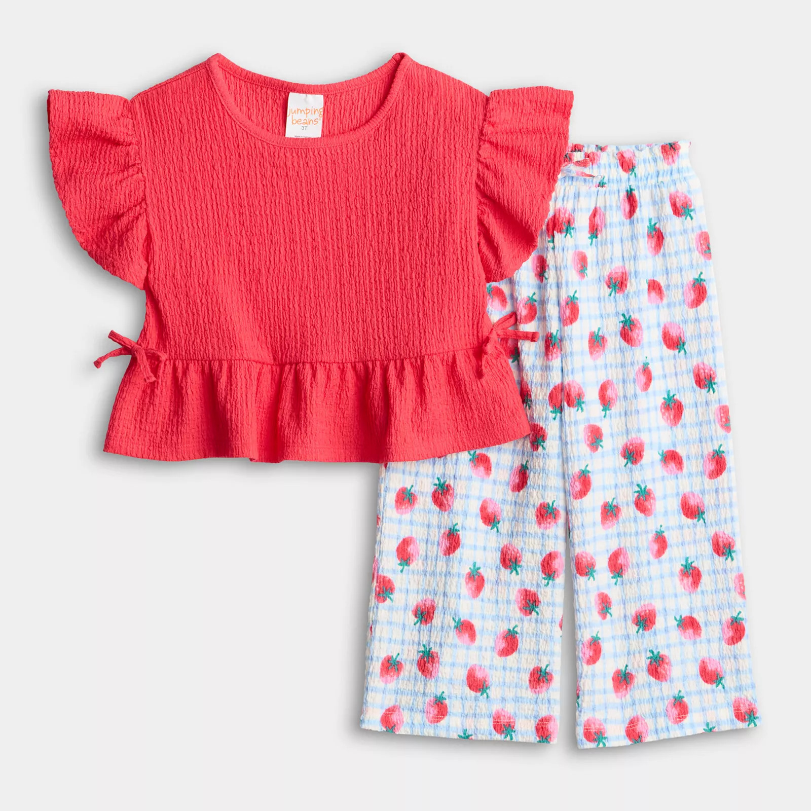 Baby & Toddler Girl Jumping Beans® Crinkle Knit Peplum Top & Pant Set | Kohl's