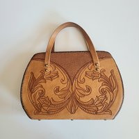 Vintage Large Hand Made Tooled Leather Bag | Etsy (US)