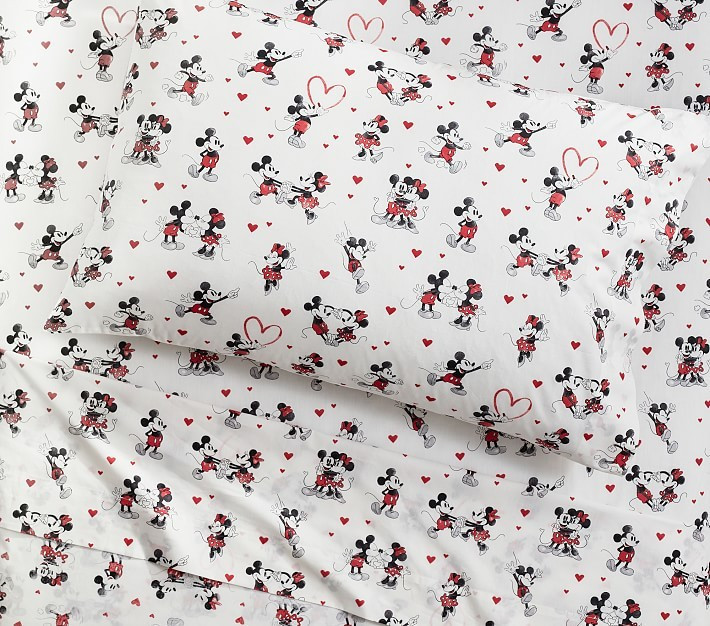Disney Mickey Mouse Valentine's Organic Sheet Set & Pillowcases | Pottery Barn Kids