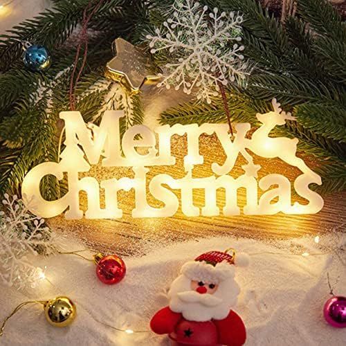 Merry Christmas Sign for Christmas Decorations, Christmas Tree Hanging Lighted Ornaments, Battery Po | Amazon (US)