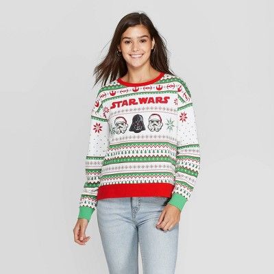 Women's Star Wars Christmas Fleece Sweatshirt (Juniors') - White | Target