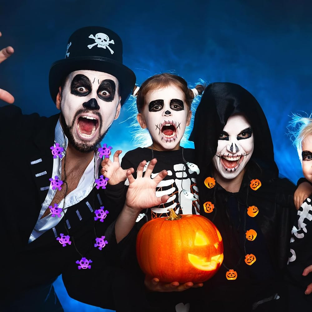 3 Pcs Halloween Light Up Necklace, 3 Modes Lights for Halloween Decoration, Novelty Halloween Jew... | Amazon (US)