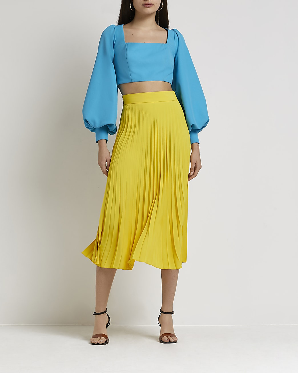 Yellow pleated midi skirt | River Island (UK & IE)