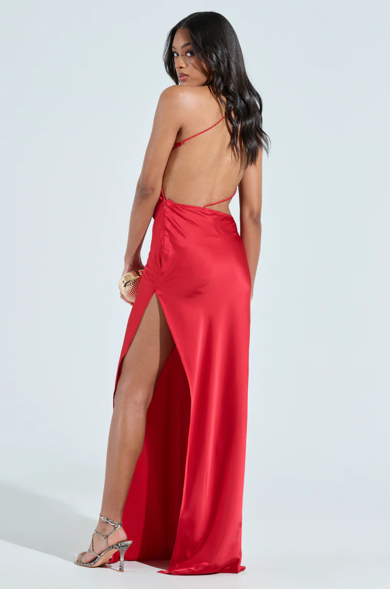 AKIRA Sexy Can I Satin Maxi Dress | Size Large | AKIRA