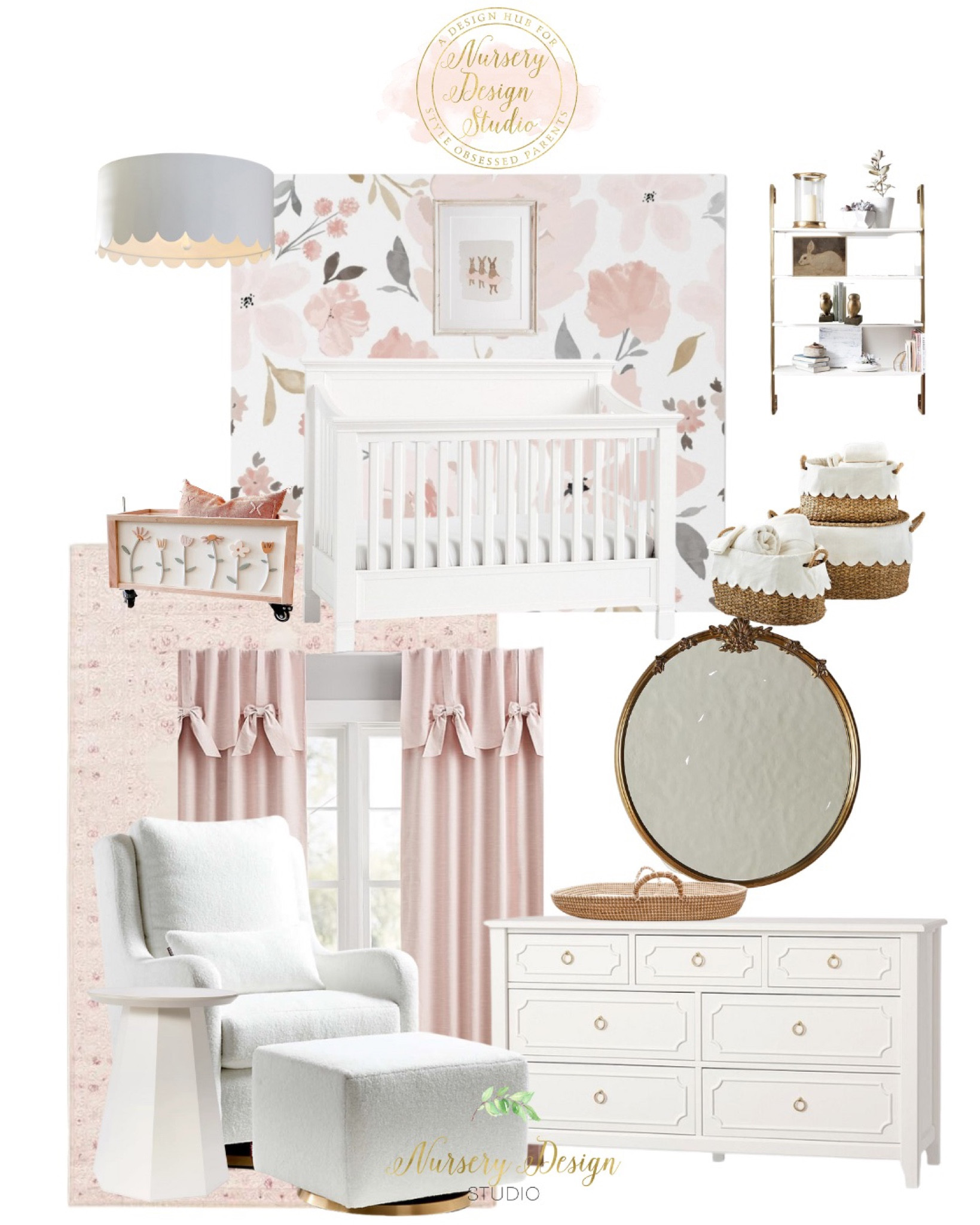 Baby girls nursery, pink curtains, pink rug, mirror 

#LTKbump #LTKbaby #LTKhome