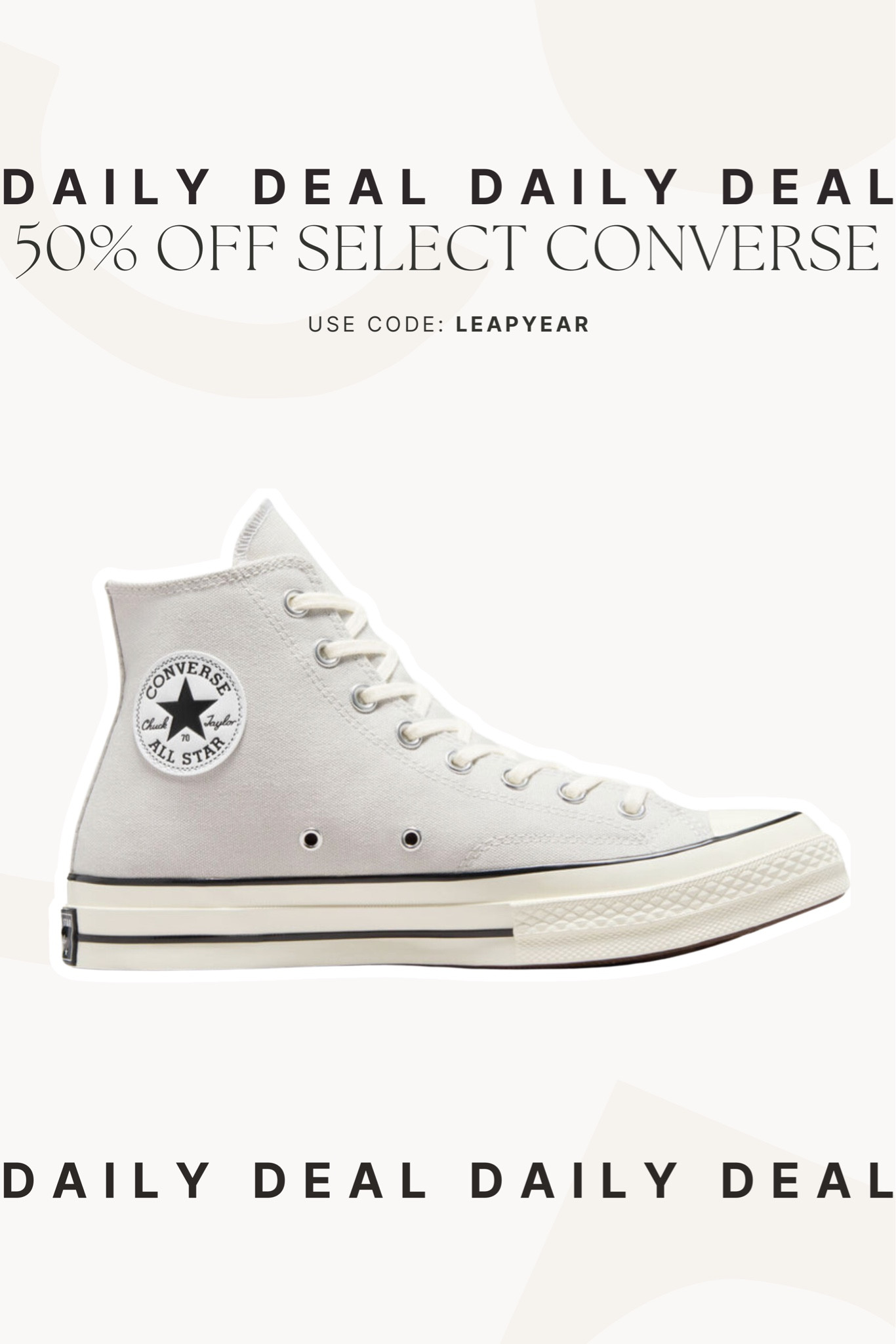 Use code LEAPDAY to get 50% off select Converse right now! 

Converse, shoe sale, leap year sale, Steph Joplin 

#LTKSeasonal #LTKsalealert #LTKshoecrush