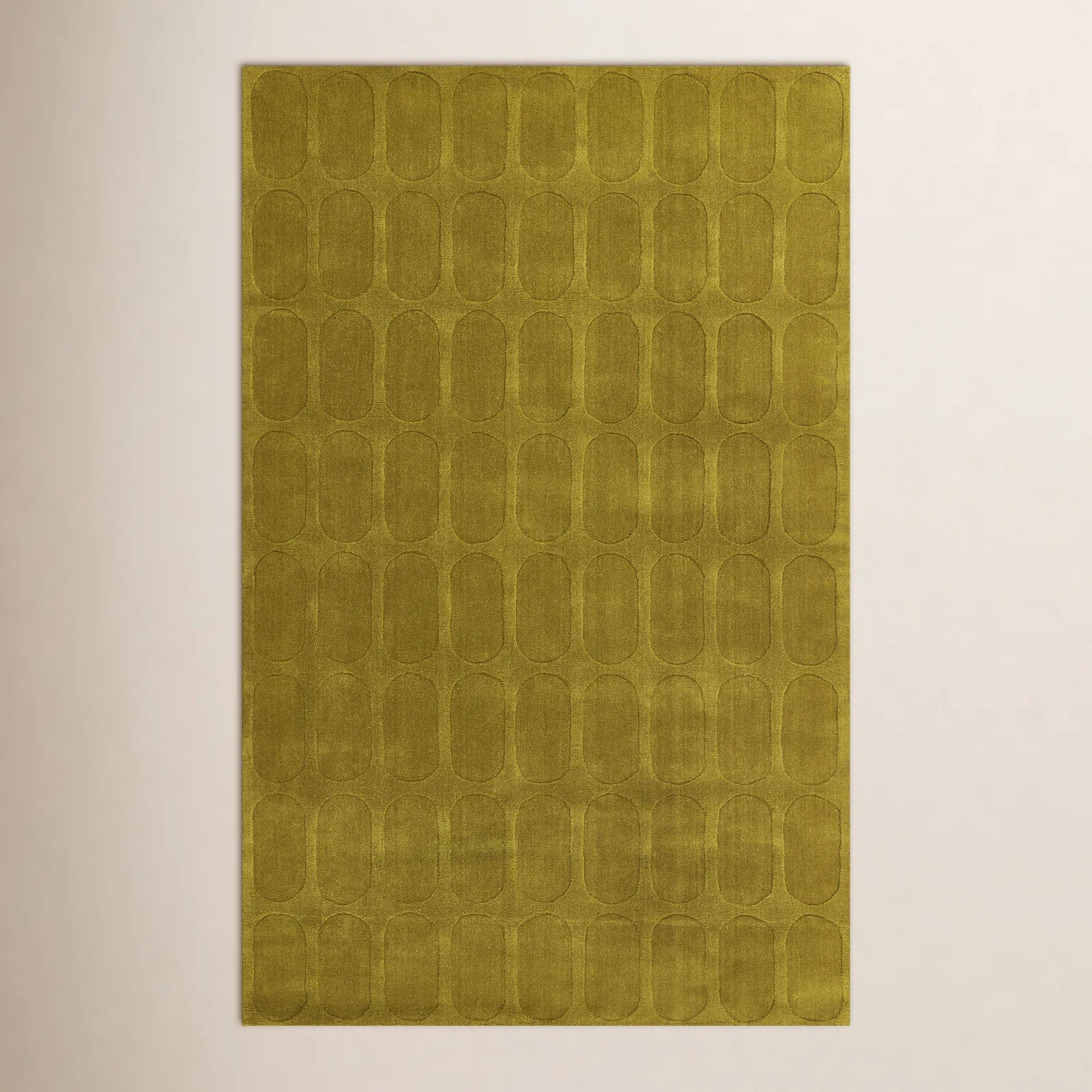 Contour Hand Woven Wool Geometric Light Olive Area Rug | AllModern