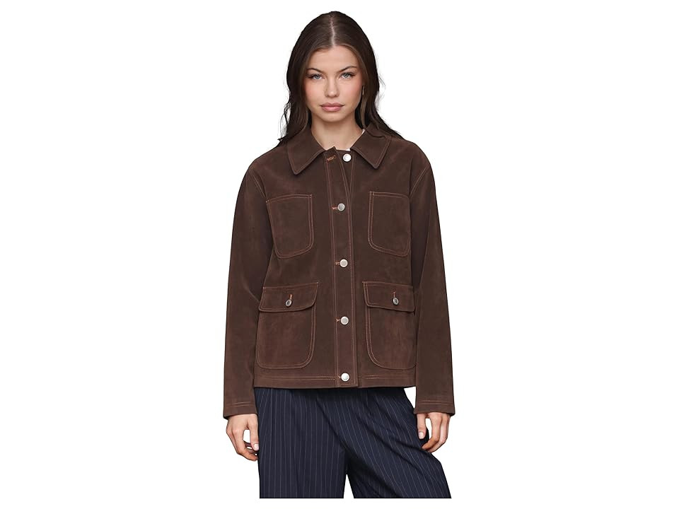 Avec Les Filles Cropped Barn Jacket Women's Jacket Espresso : XS, Denim/Polyester/Viscose | Zappos