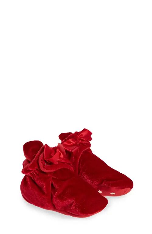 Robeez® Holiday Bow Velvet Bootie in Red Velvet at Nordstrom, Size 12-18 Months | Nordstrom