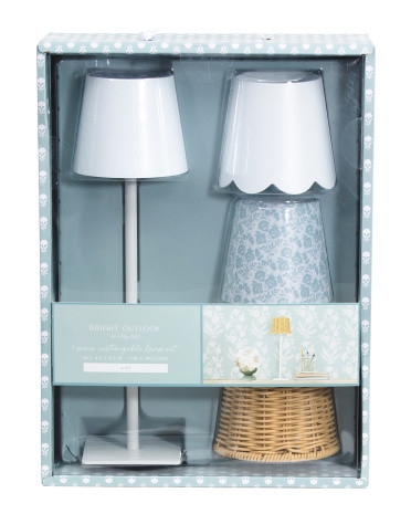 4pc 14in Rechargeable Touch Light With Interchangeable Shades | TJ Maxx