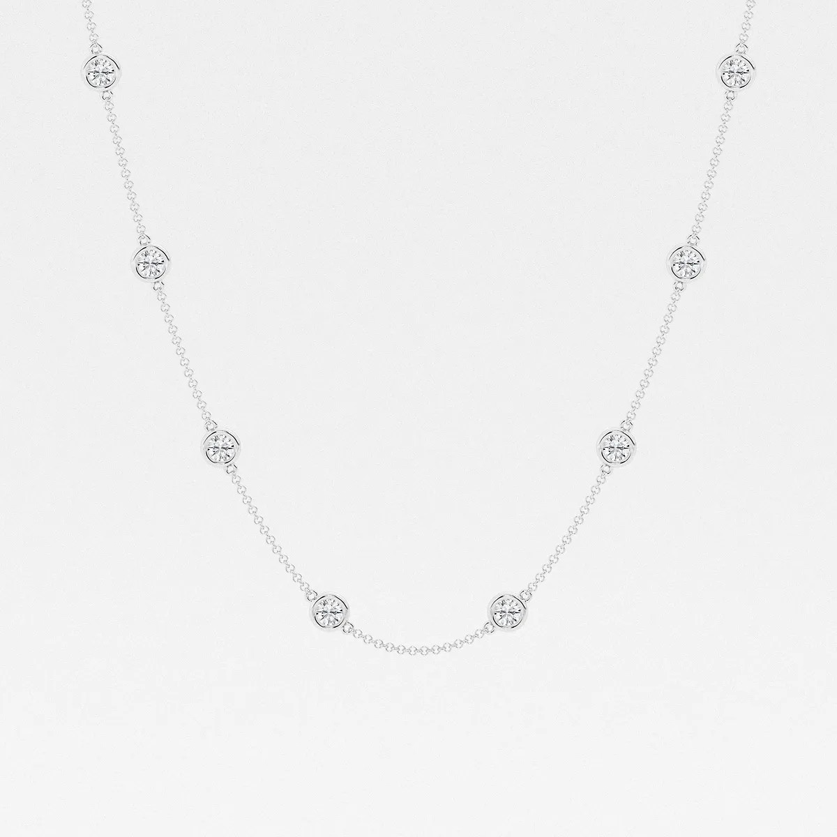 3 ctw Round Lab Grown Diamond Station Fashion Necklace | Grown Brilliance