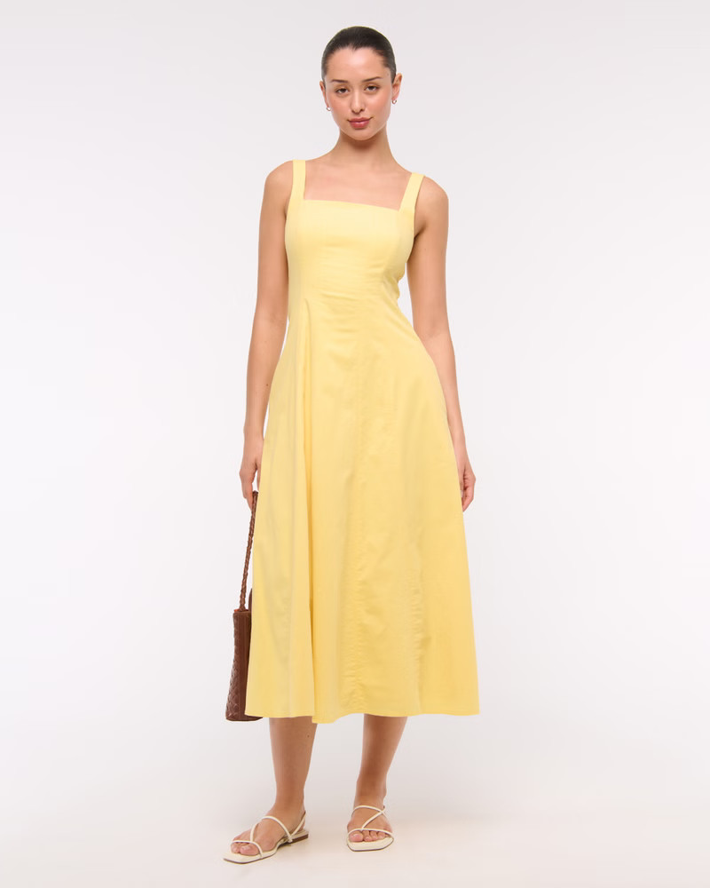 Women's The A&F Mila Stretch Midi Dress | Women's Out & About | Abercrombie.com | Abercrombie & Fitch (US)