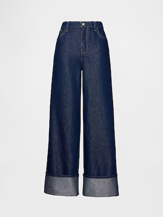 Mid Rise Metallic Cuffed Baggy Jeans | Gap (US)