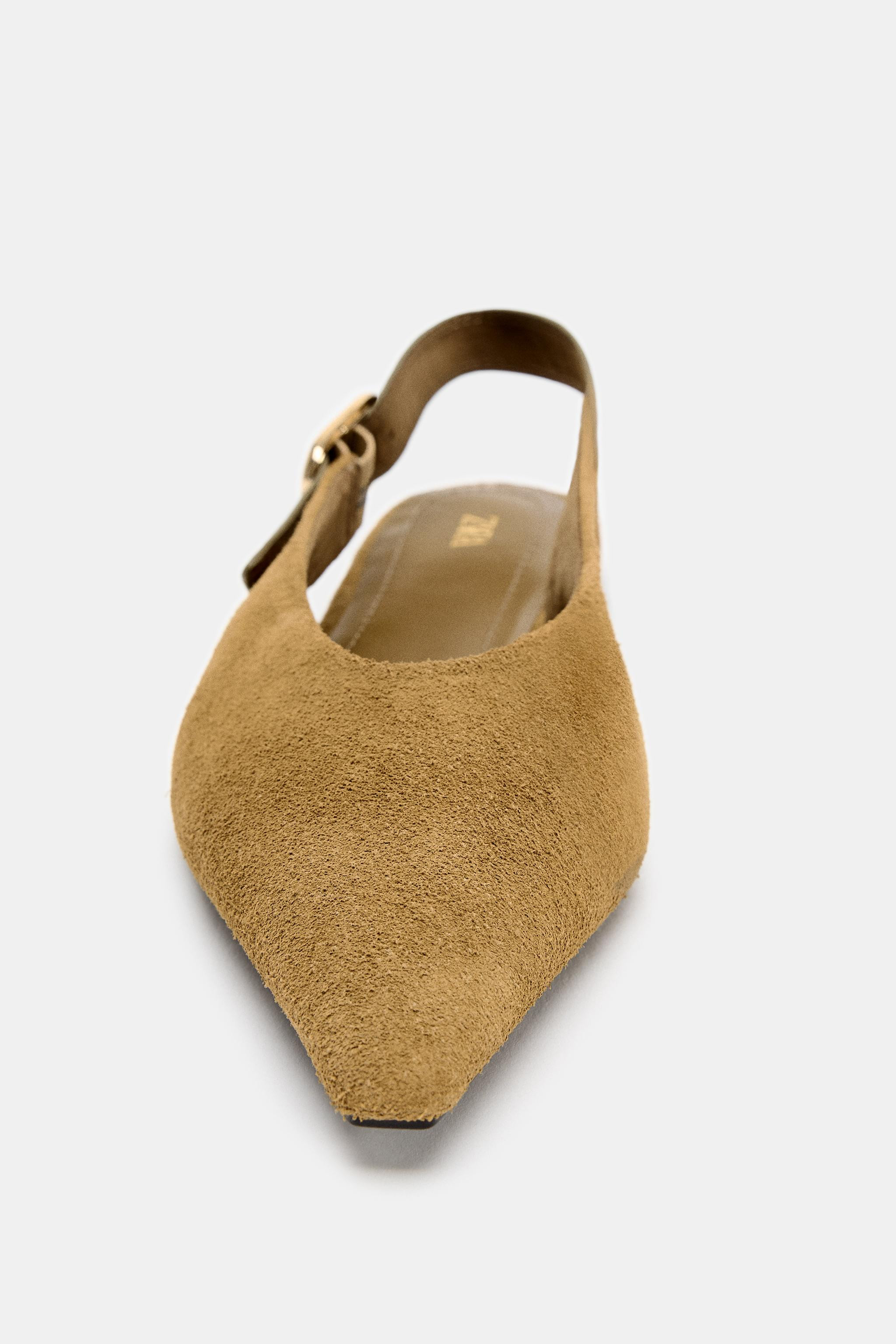 COMBINED LEATHER SLINGBACK SHOES | Zara US