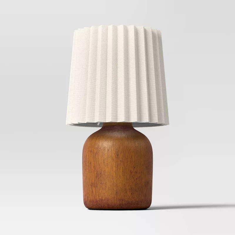 Mini Dark Faux Wood Table Lamp with Pleated Shade - Room Essentials™ | Target