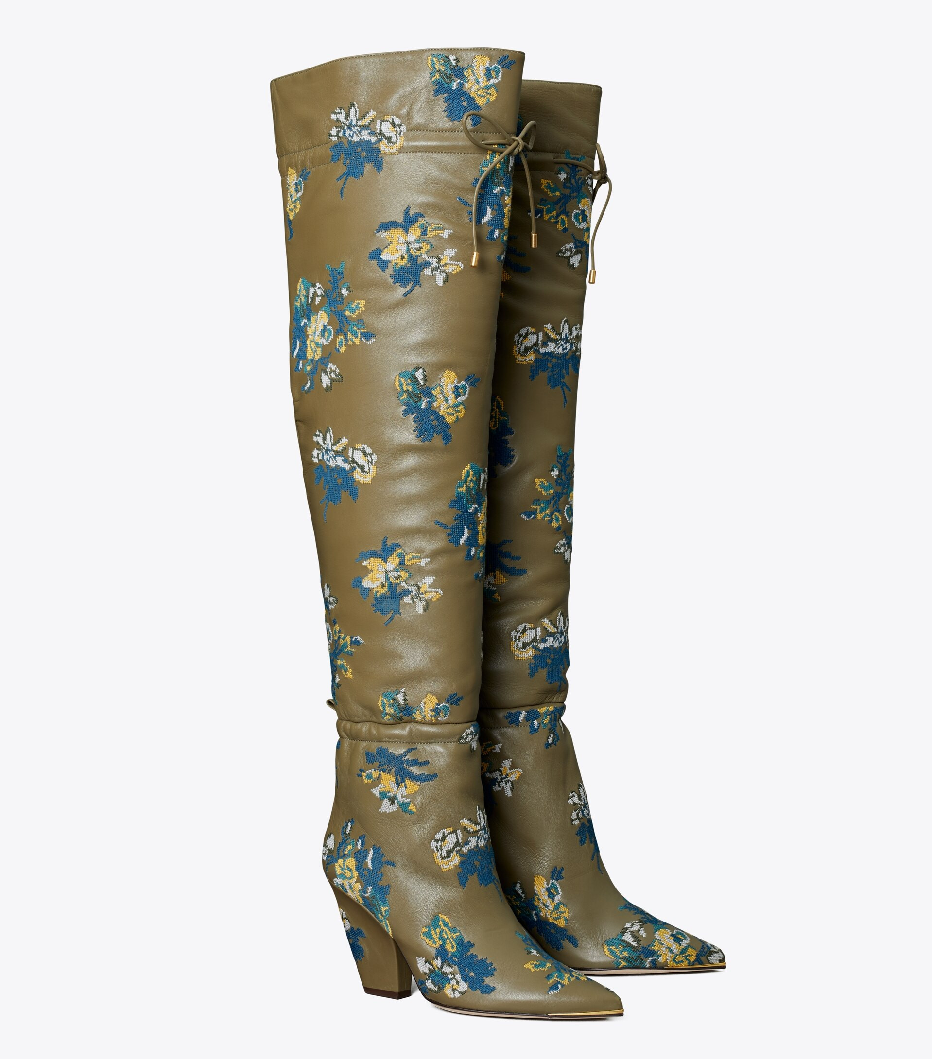 Lila Embroidered Over-the-Knee Scrunch Boot | Tory Burch (US)