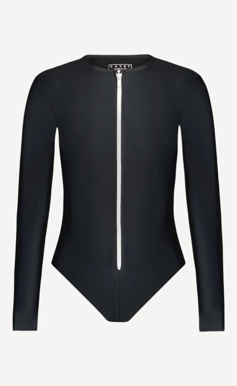 Long-Sleeved Front Zip Swimsuit (Higher Leg/Full Bottom) | cover swim