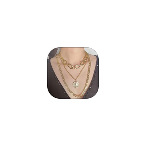 CSIYANJRY99 Chunky Gold Necklaces for Women,Multilayer Punk 80s Hip Hop Necklace,Layered Cuban Li... | Amazon (US)