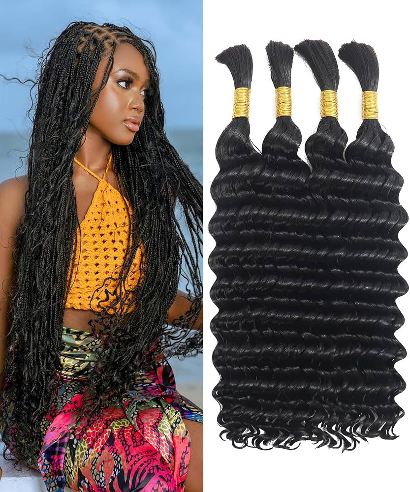 Bulk Human Hair for Braiding - 12A Curly Human Hair Bundles for Black Women - 20 inch, Deep Wave,... | Amazon (US)