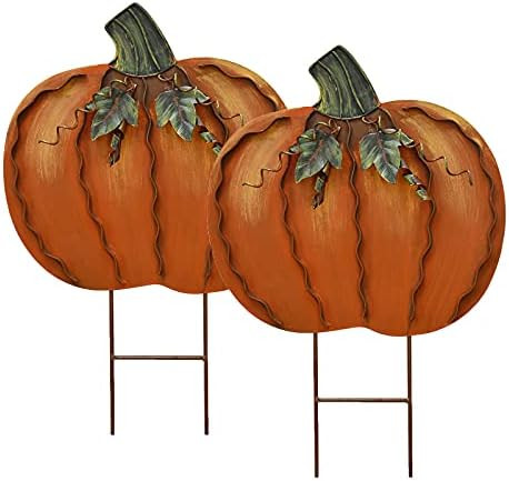Metal Pumpkin Garden Stakes - Autumn Decorative Yard Signs - Indoor Outdoor Plant Flower Stake Fall  | Amazon (US)