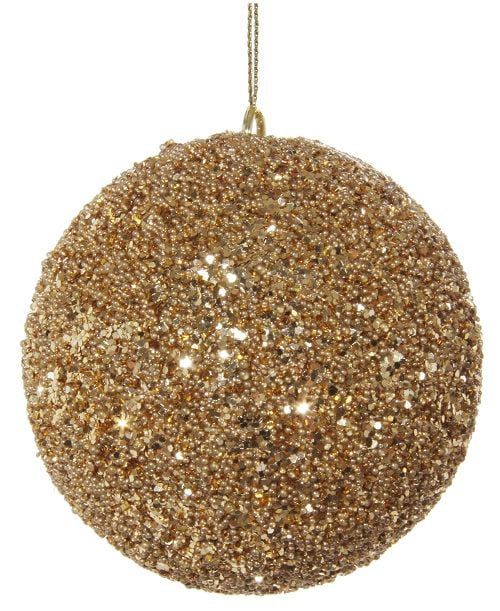 Golden Beaded Ball Ornaments Christmas Decorations 6 Count | Walmart (US)