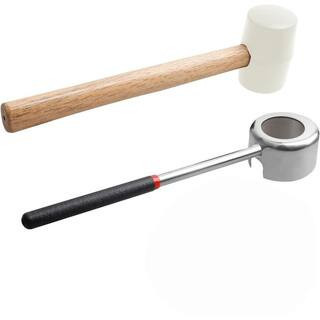 White Coconut Opening Tool Set with Rubber Mallet for Opening Young Coconuts | The Home Depot
