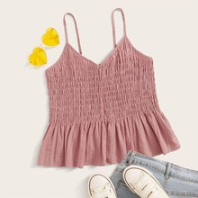 Plus Shirred Ruffle Hem Cami Top | SHEIN