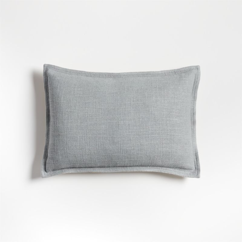 Organic Laundered Linen 18"x12" Quarry Blue Throw Pillow Cover + Reviews | Crate & Barrel | Crate & Barrel