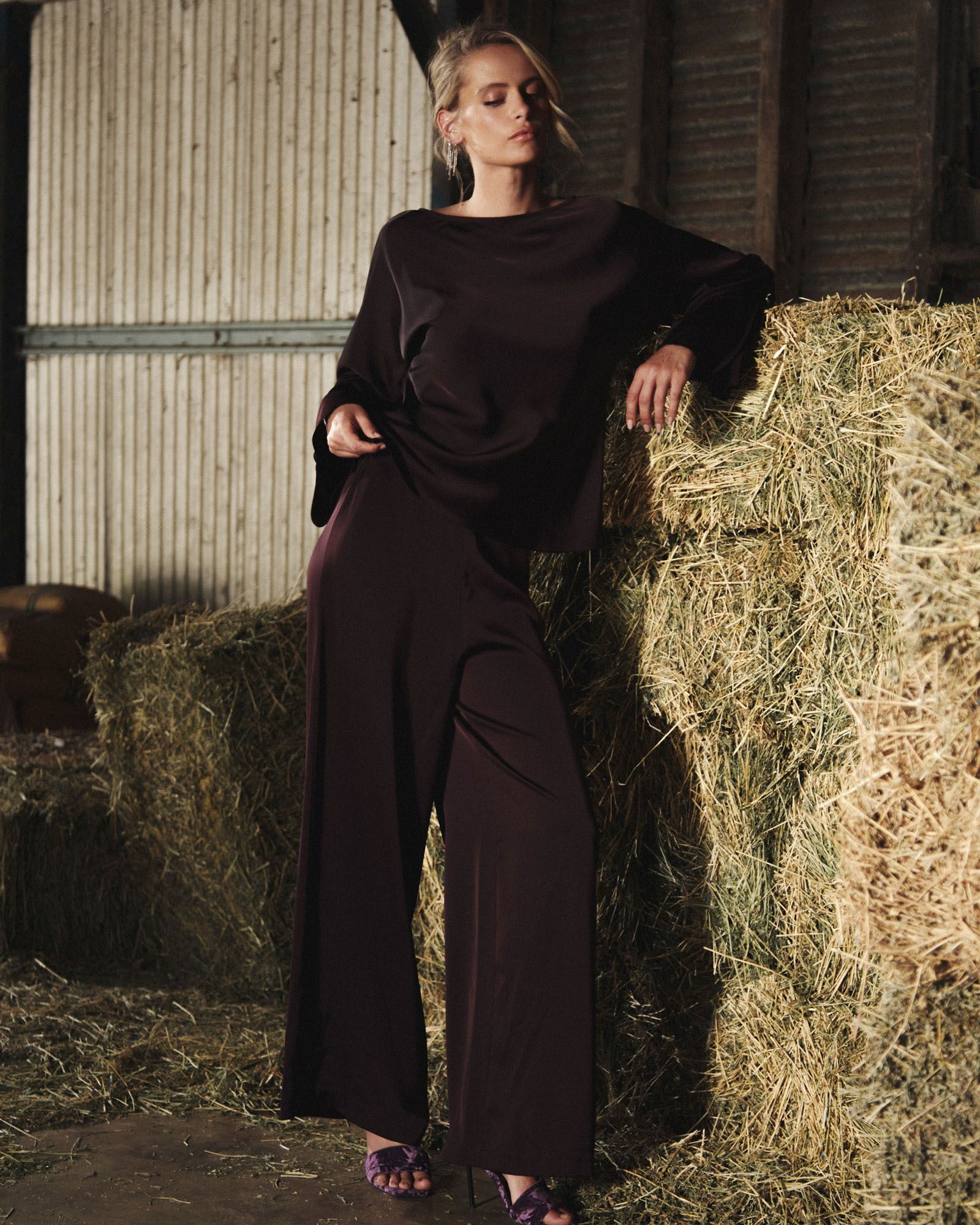 Asma Satin Wide Leg Pants | FORCAST