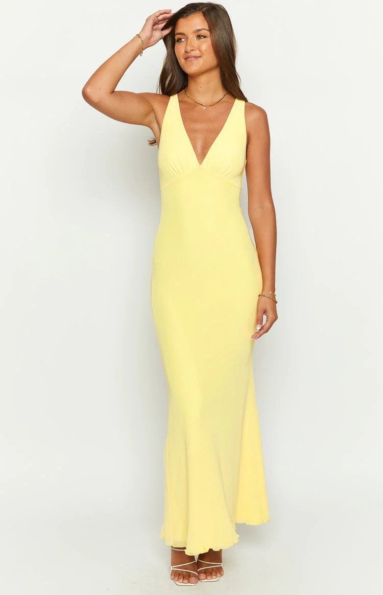 Sunflower Yellow Mesh Maxi Dress | Beginning Boutique (US)