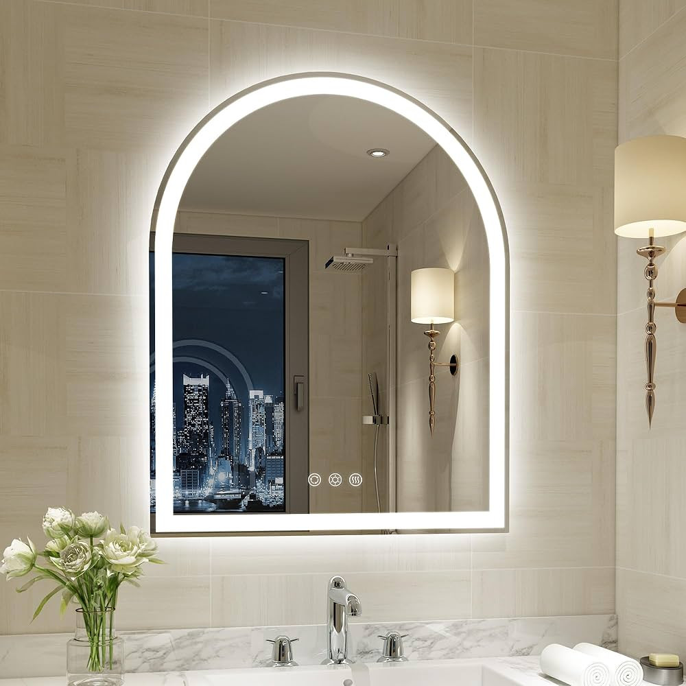 Arched LED Mirror for Bathroom 24 x 30 Inch, Anti-Fog LED Bathroom Mirror with Lights, Dimmable, ... | Amazon (US)