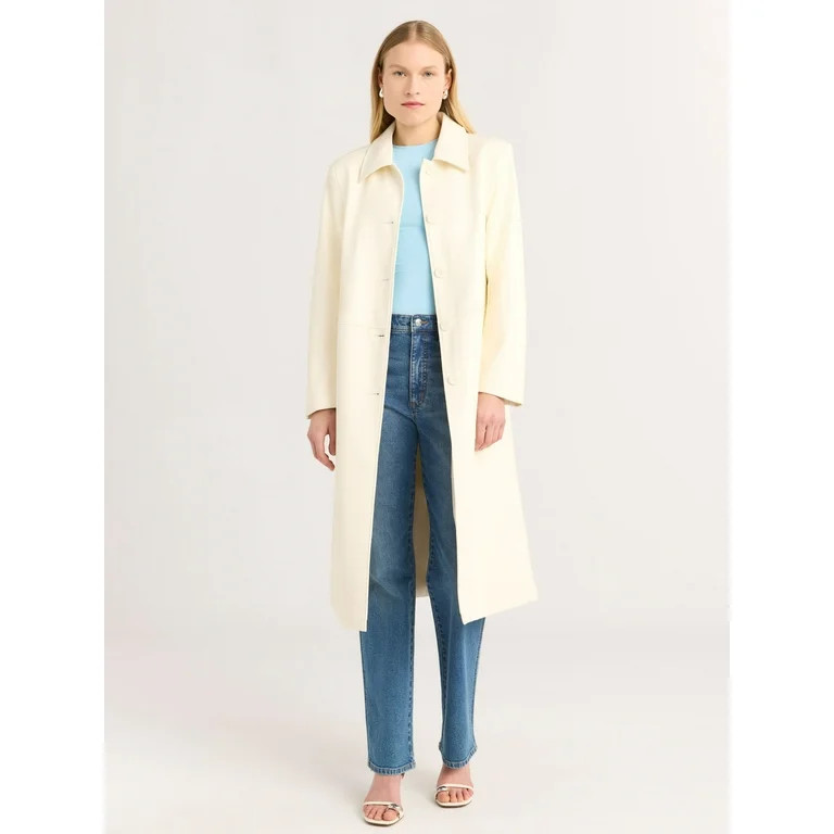 Scoop Women's Faux Leather Utility Trench Coat, Sizes XS-XXL | Walmart (US)