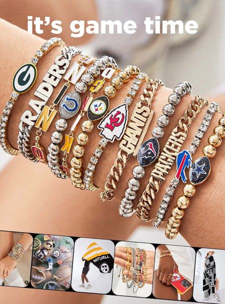 NFL team jewelry 
Bracelets 
Necklaces 
Earrings 

#LTKSeasonal #LTKunder100 #LTKfamily